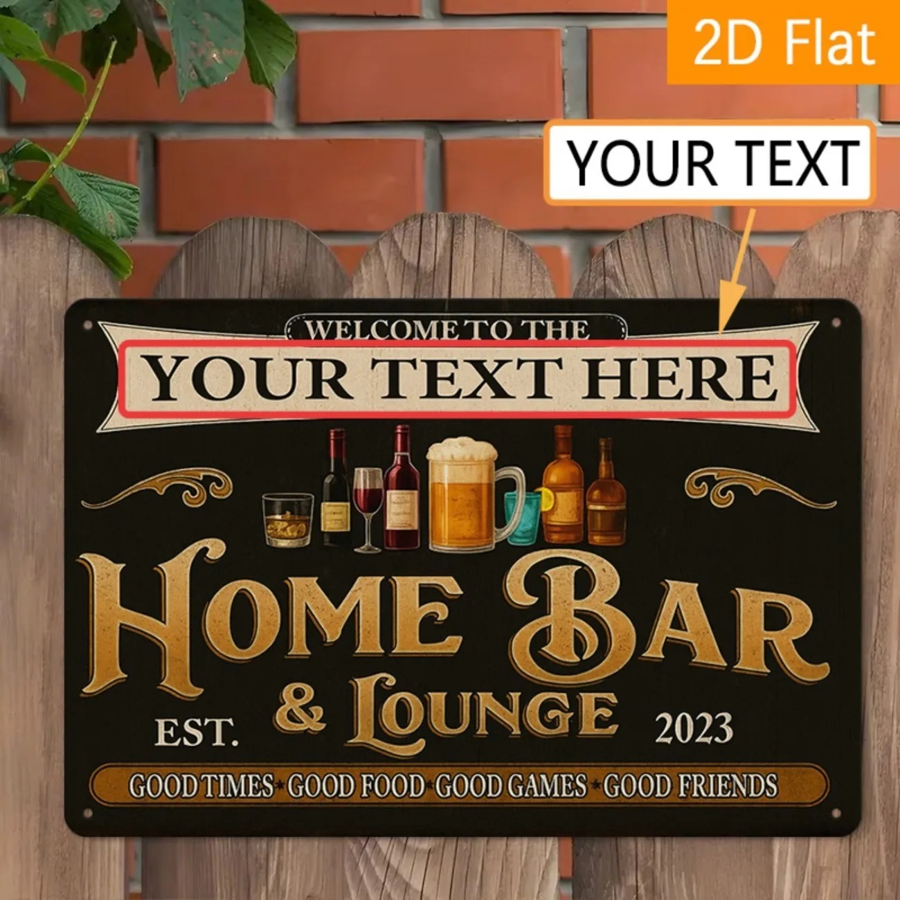 Home Bar Lounge - Plaque murale personnalisée en métal pour
